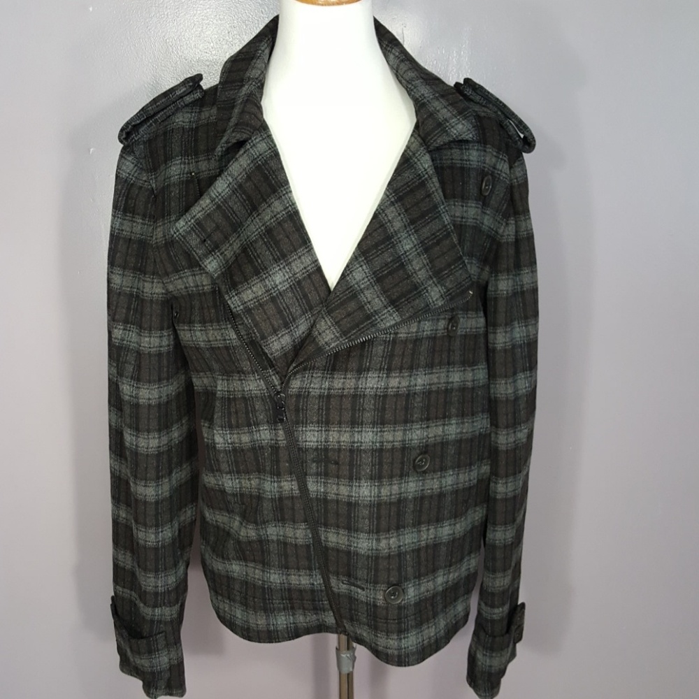 7 for all mankind plaid wool moto jacket